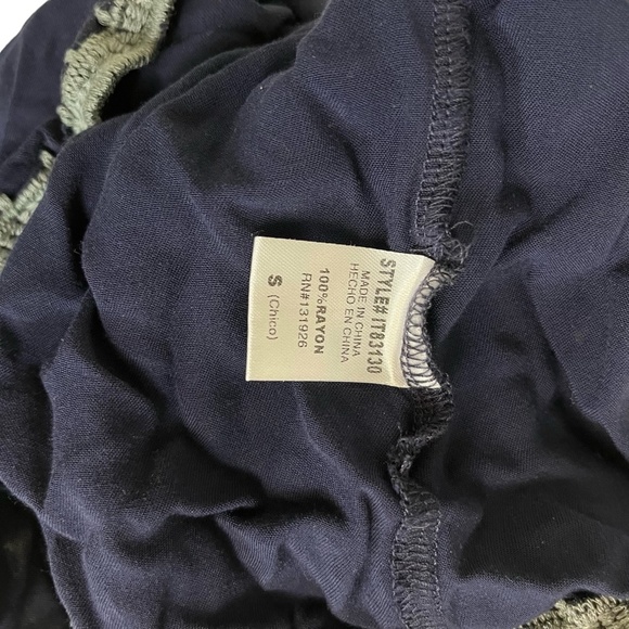 TEA N ROSE Embroidered Navy Blue Short Sleeve Pop Over Blouse Top Shirt Boho  S - Picture 16 of 16